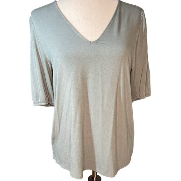 Women's Loft Factory Top, V-Neck, 3 Quarter Sleeves, Khaki, Medium - Picture 1 of 8